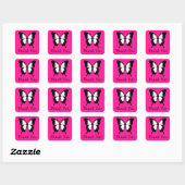 Zwart & Wit & Roze met Vleugels Dank u Vierkante Sticker (Vel)