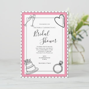 Zwart & Wit Roze Modern Vrijgezellenfeest Kaart
