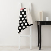 Zwart Wit Roze Monogram Polka Dot Sherpa Deken (In situ)