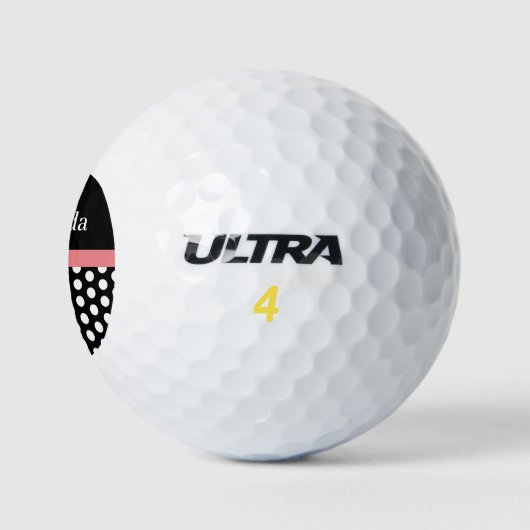 Zwart Wit Roze Monogram Polka Punt Golfballen (Logo)