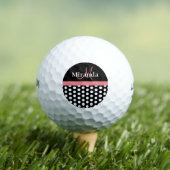 Zwart Wit Roze Monogram Polka Punt Golfballen (Insitu Shirt)