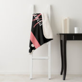 Zwart Wit Roze Monogram Script Polka Dot Sherpa Deken (In situ)