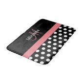 Zwart Wit Roze Monogram Script Polka Dots Bad M Badmat (Gekanteld)