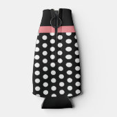 Zwart-wit roze monogram script poolpunten flesjeskoeler (Achterkant)