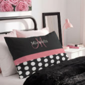 Zwart Wit Roze Monogram Script Stippen Std Kussensloop