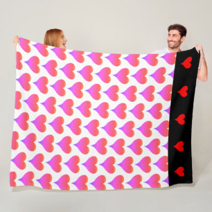 Zwart Wit Roze Paars Rood Hartjes Patroon Fleece Deken