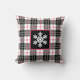 Zwart, Wit, Roze Plaid met Snowflake Kussen