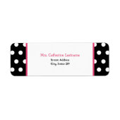 Zwart Wit & Roze Polka Dot Adres Label Sticker (Voorkant)