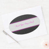 Zwart Wit & Roze  Polka-Dot Patroon Ovale Sticker (Envelop)