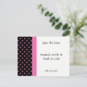 Zwart Wit Roze Polka Dots Bewaar de datum Aankondigingskaart (Staand voorkant)