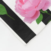 Zwart Wit Roze Roze Bloem Strepen Lijnen Fleece Deken (Hoek)