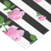 Zwart Wit Roze Roze Bloem Strepen Lijnen Tafelkleed (Gekanteld)