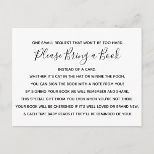 Zwart Wit Roze Rozenbloem Baby shower Boek Kaart