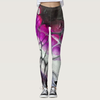 Zwart-wit-roze schubbenleggings leggings