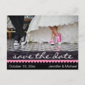 Zwart Wit Roze Sneakers Save the Date Aankondigingskaart (Voorkant)