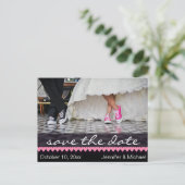 Zwart Wit Roze Sneakers Save the Date Aankondigingskaart (Staand voorkant)