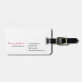 Zwart wit roze, stijlvol, modern bagagelabel (Voorkant horizontaal)