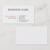 Zwart wit roze, stijlvol, modern visitekaartje (Voorkant / Achterkant)