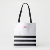Zwart-wit Roze stripper Monogram Tote Bag (Voorkant)