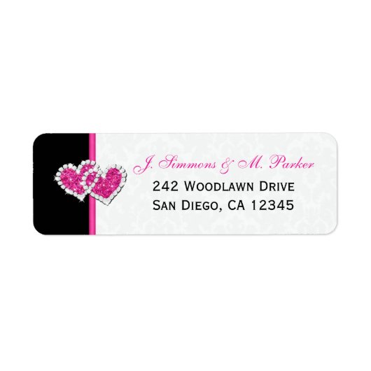 Zwart wit Roze Warmte Wederuitvoer Adres Label (Voorkant)