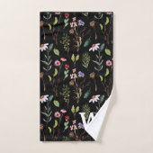 zwart wit &roze wilde bloem waterverf Monogram Bad Handdoek (Handdoek)