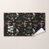 zwart wit &roze wilde bloem waterverf Monogram Bad Handdoek (Handdoek)