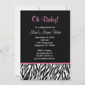 Zwart wit Roze Zebra Afdrukken Baby shower V03 Kaart (Voorkant)