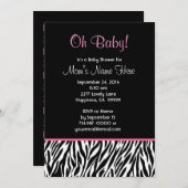 Zwart wit Roze Zebra Afdrukken Baby shower V03 Kaart (Voorkant / Achterkant)