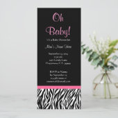 Zwart wit Roze Zebra Afdrukmodel Baby shower Kaart (Staand voorkant)