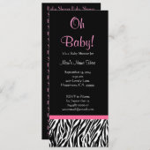 Zwart wit Roze Zebra Afdrukmodel Baby shower Kaart (Voorkant / Achterkant)