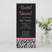 Zwart wit Roze Zebra Afdrukmodel Vrijgezellenfeest Kaart (Staand voorkant)