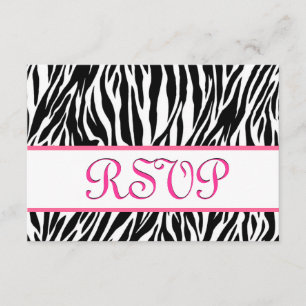 Zwart wit roze Zebra RSVP Persoonlijke respons