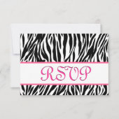 Zwart wit roze Zebra RSVP Persoonlijke respons Kaartje (Voorkant)