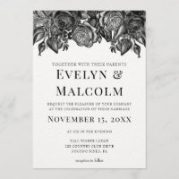 Zwart-wit Rozen Antiek Gravure Bruiloft