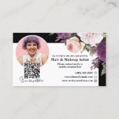 Zwart & Wit  Rozen Bloemen Beauty Stylist Visitekaartje (Achterkant)