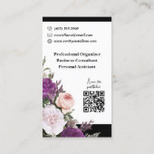 Zwart & Wit  Rozen Bloemen Eenvoudig Persoonlijk Visitekaartje (Achterkant)