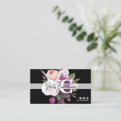 Zwart & Wit  Rozen Bloemen Eenvoudig Persoonlijk Visitekaartje (Staand voorkant)