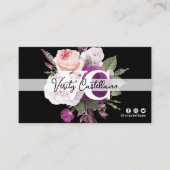 Zwart & Wit  Rozen Bloemen Eenvoudig Persoonlijk Visitekaartje (Voorkant)