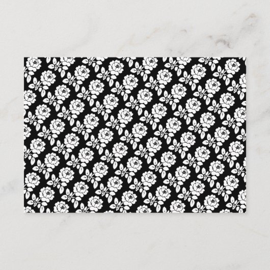 Zwart wit rozen bruiloft details insert kaart (Achterkant)