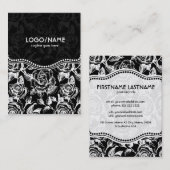 Zwart & Wit  Rozen Patroon-Gepersonaliseerd Visitekaartje (Voorkant / Achterkant)