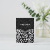 Zwart & Wit  Rozen Patroon-Gepersonaliseerd Visitekaartje (Staand voorkant)