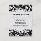 Zwart & Wit  Rozen Patroon-Gepersonaliseerd Visitekaartje (Achterkant)