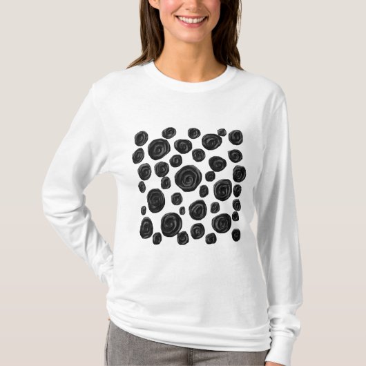 Zwart-wit, Rozen Patroon. T-shirt (Voorkant)