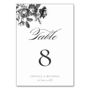  Zwart & Wit Rozen Toile Wedding Kaart