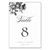 Zwart & Wit Rozen Toile Wedding Kaart (Achterkant)