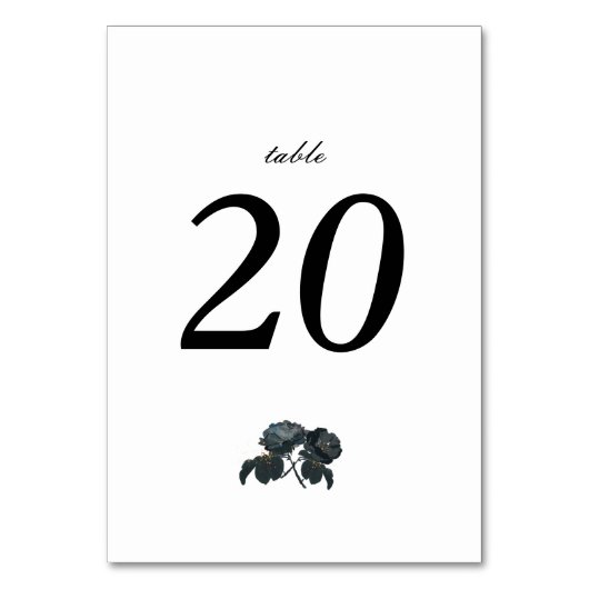 Zwart-wit Rozen Trouwtafel Nummer Kaart (Voorkant)