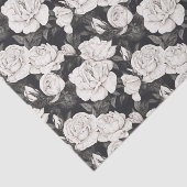 Zwart-wit rozenpatroon tissuepapier (Detail)