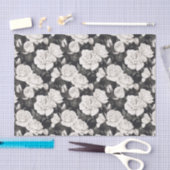 Zwart-wit rozenpatroon tissuepapier (Craft)