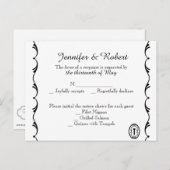 Zwart-wit RSVP-Briefkaart Uitnodiging Briefkaart (Voorkant / Achterkant)
