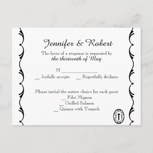 Zwart-wit RSVP-Briefkaart Uitnodiging Briefkaart (Voorkant)